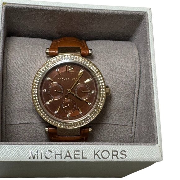 Michael Kors MK2546 Parker Brown Dial Croc Band Women's Watch NEW $225 - Picture 3 of 10